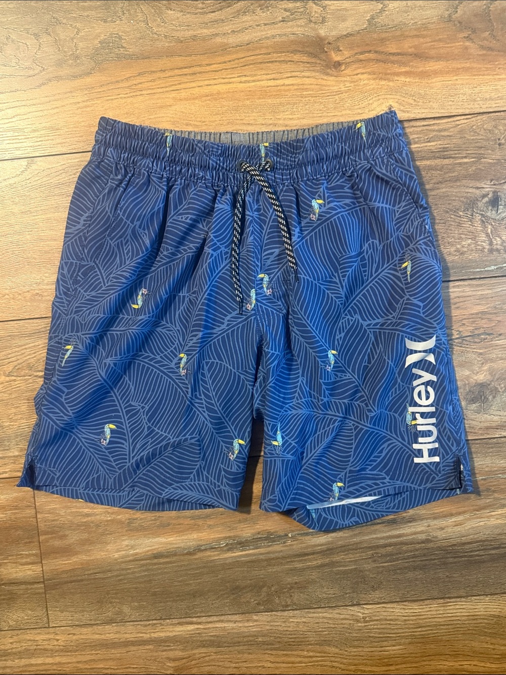 Hurley Navy Blue Tropical Board Shorts with Toucan Accents